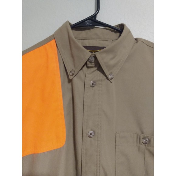 Gamehide Upland Field Men's Shooter Khaki Orange Long Sleeve Button-Down Shirt L - Picture 4 of 13